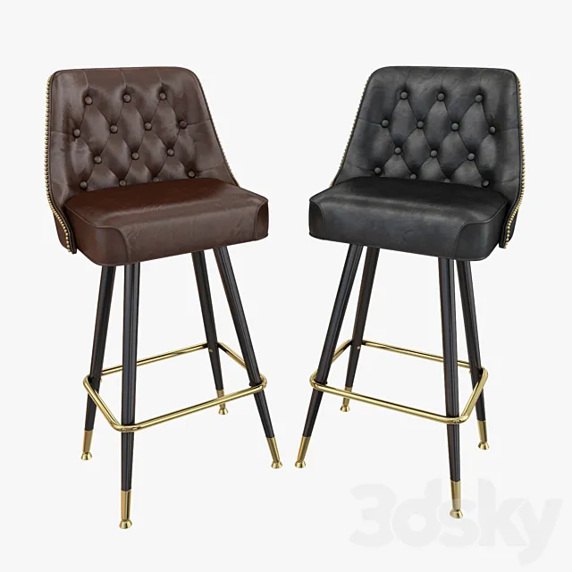 Tufted back bar stool 3D Model