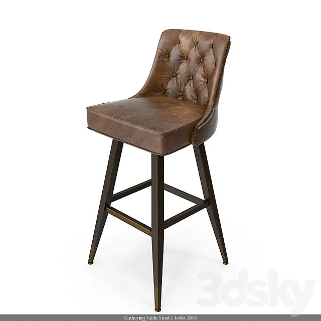 Tufted Bar Stool 3D Model