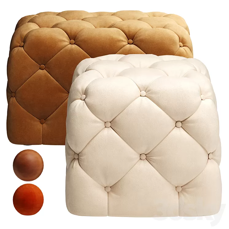Tufted pouf CTS Salloti Tresor 3D Model