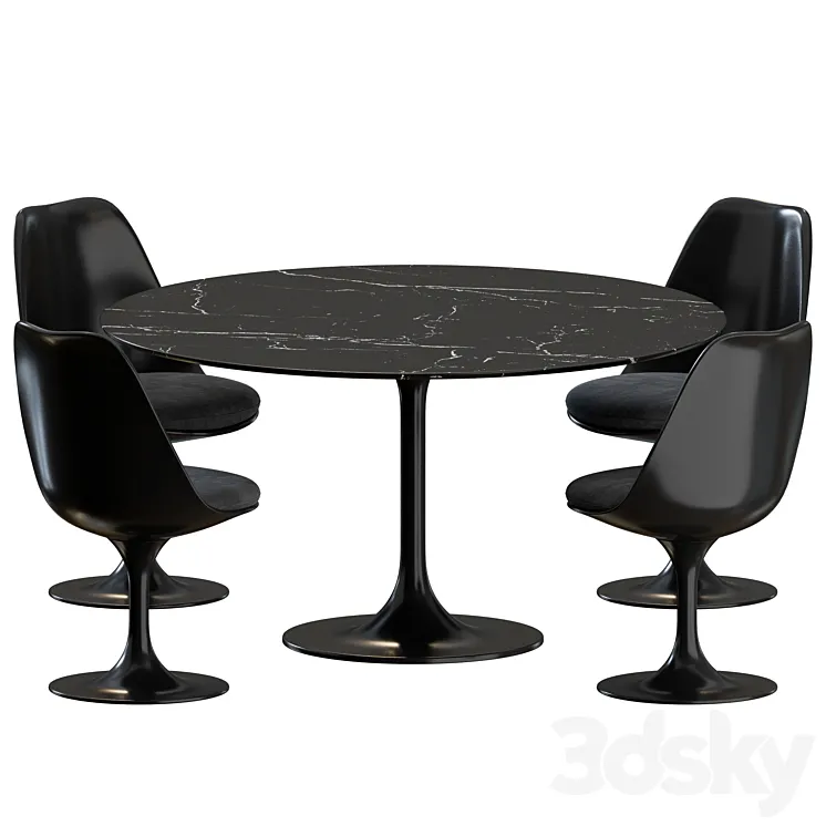Tulip Dinning Set 01 by Knoll 3D Model Free