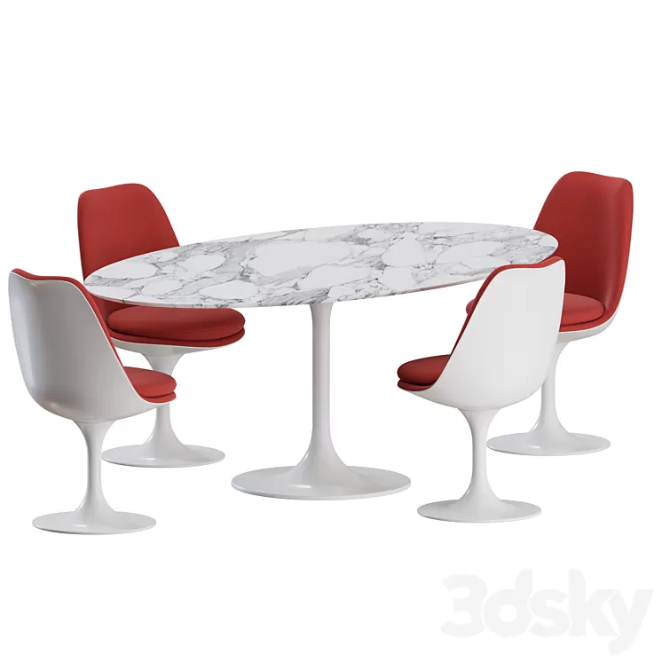 Tulip Dinning Set 02 by Knoll 3D Model Free