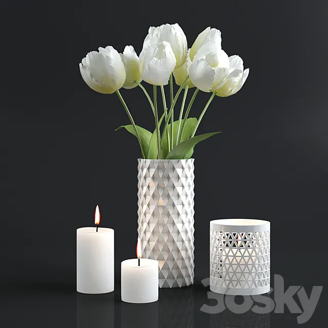 Tulips and candles 3DModel