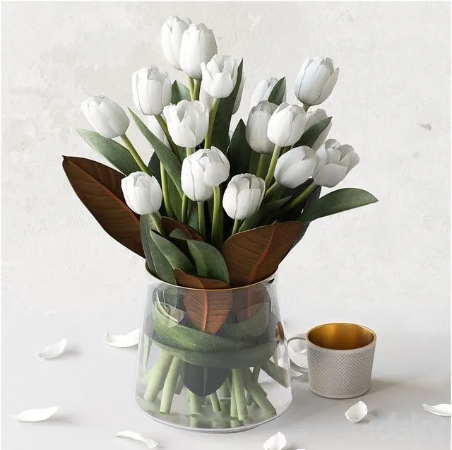 Tulips and cup Free Download