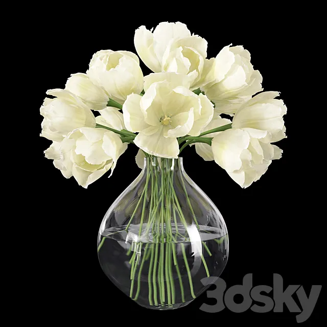 Tulips in a Vase 3 3D Model