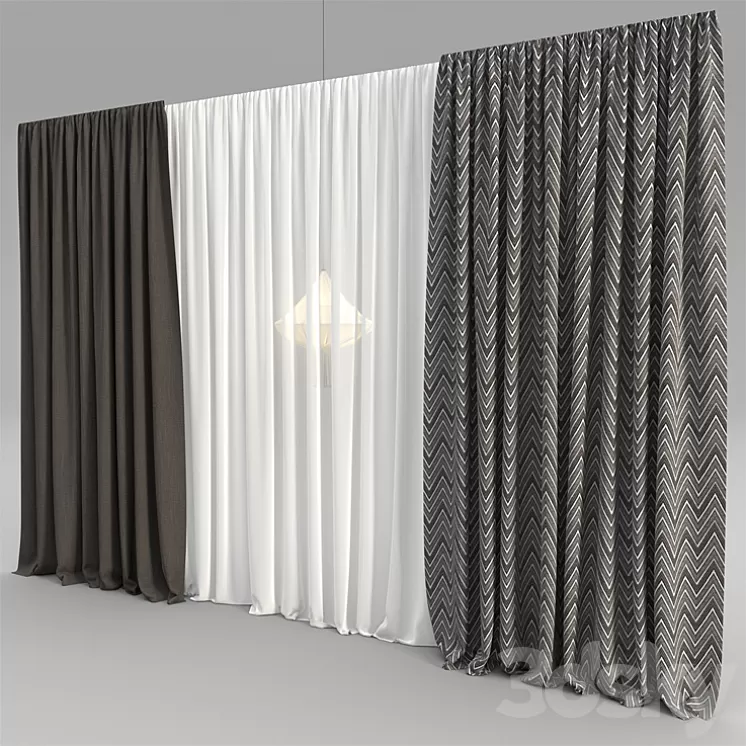 Tulle curtains 3D Model