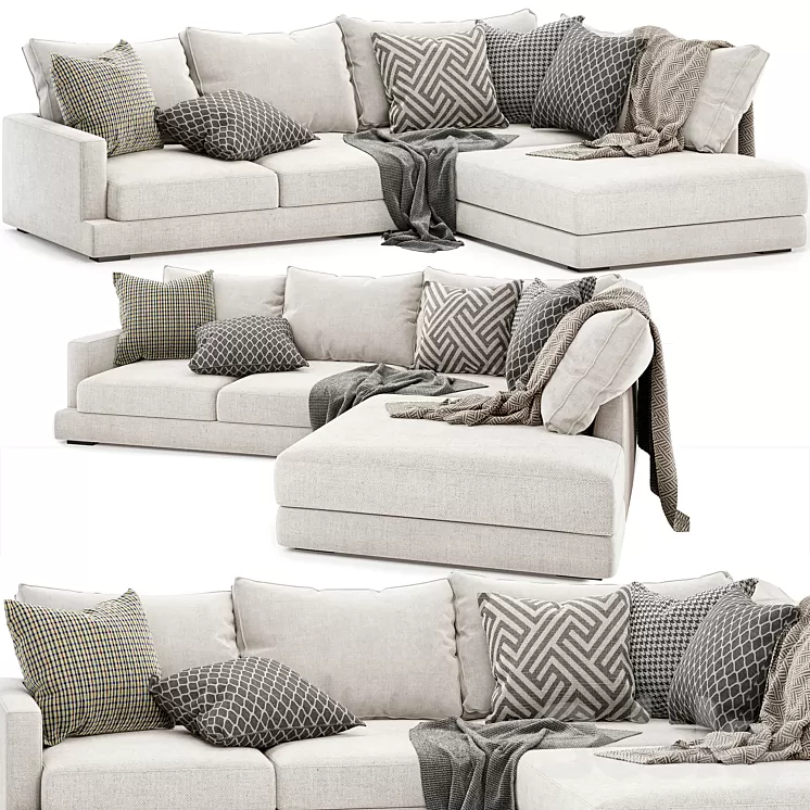 Tully sofa with chaise 3D Model