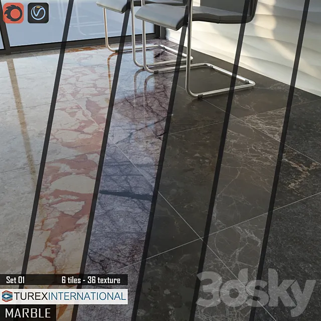 TUREX INTERNATIONAL Marble Tiles Set 01 3DModel