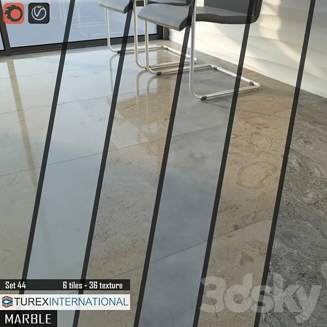 TUREX INTERNATIONAL Marble Tiles Set 44 3DModel