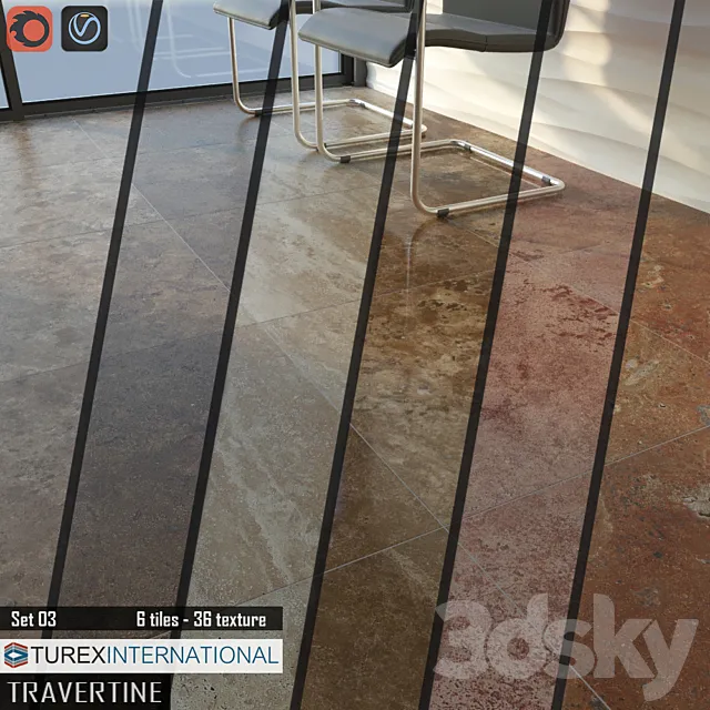 TUREX INTERNATIONAL Travertine Tiles Set 03 3D Model