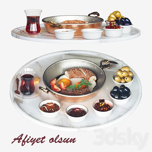 Turkish breakfast 3D Model