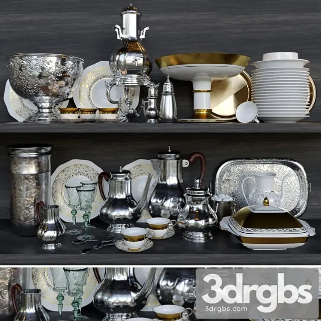 Turkish crockery set 3D Model Free