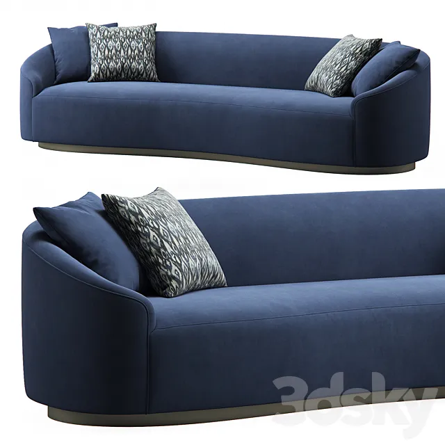 Turner Sofa Indigo Velvet Dark Walnut 3DModel