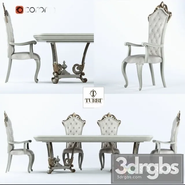 Turri Baroque Table and Chair 3D Model Free