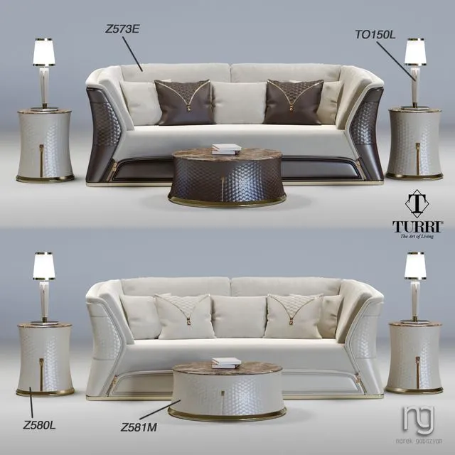 Turri set 01 sofa 3D Model