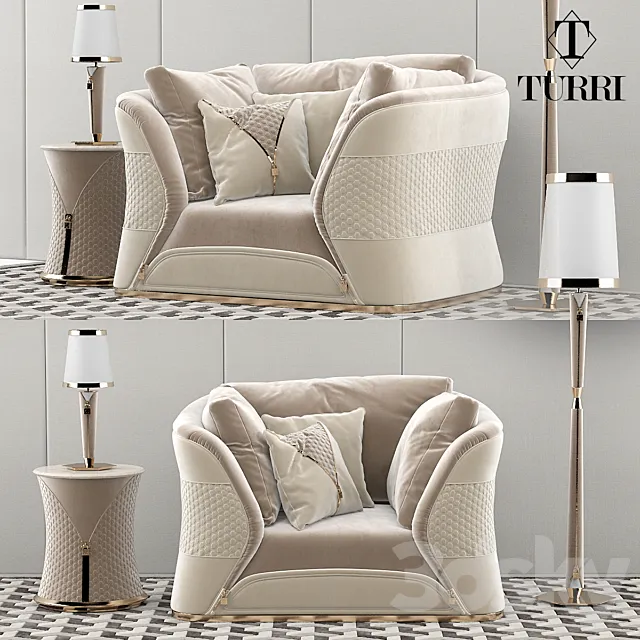 Turri Vogue sofa armchair set 3DModel