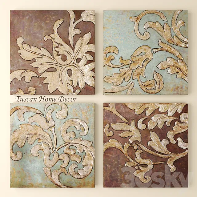 Tuscan Home Decor. Pictures. picture. pattern. monogram. wall decor. Italian. classic. luxury 3DModel