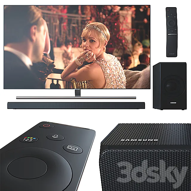 TV 55 'and Samsung soundbar. 3D Model