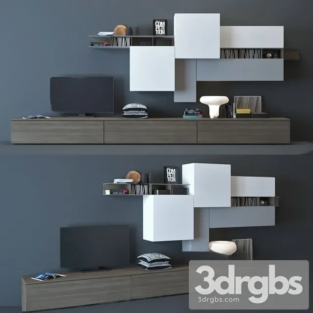 Tv Consol Composition A001 3D Model Free