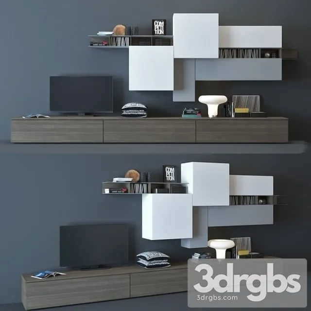 TV Consol Composition A001 3D Model Free