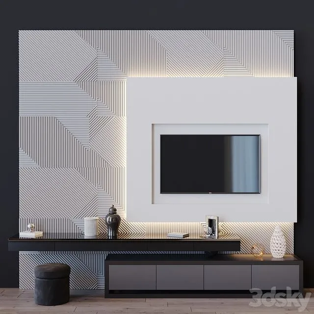 Tv set 55 and decor 3D Model