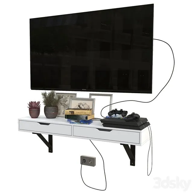 TV set with playstation 4 3D Model