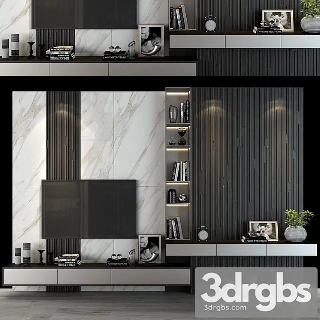 Tv Shelf And Table Work Set 95 3D Model Free