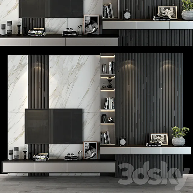 TV shelf and table work set 95 3D Model