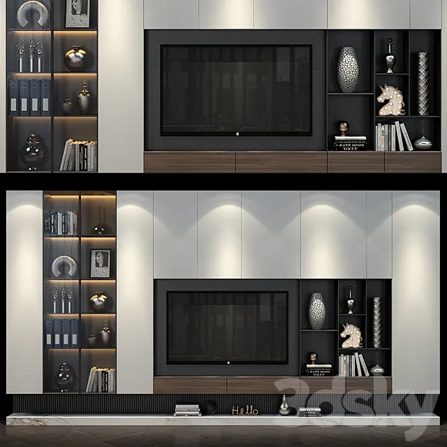 TV shelf set 313 3D Model