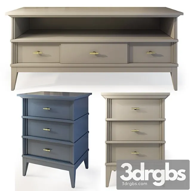 Tv stand and manhattan bedside table. tvstand nightstand 2 3D Model Free