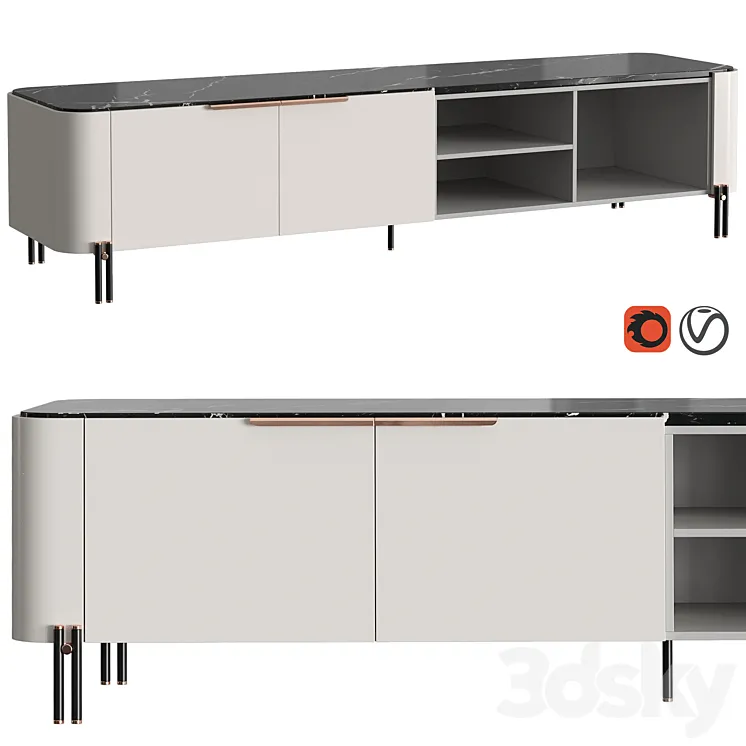 TV stand BAMBOO 3D Model Free