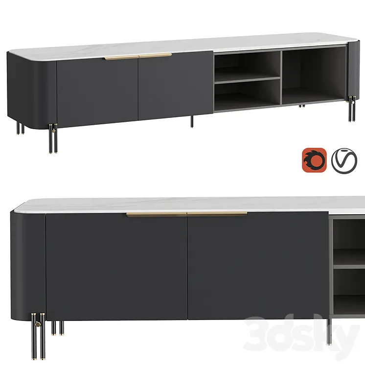 TV stand BAMBOO 3D Model Free