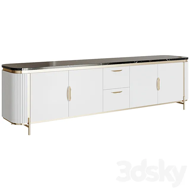 TV stand Black Faux 3D Model