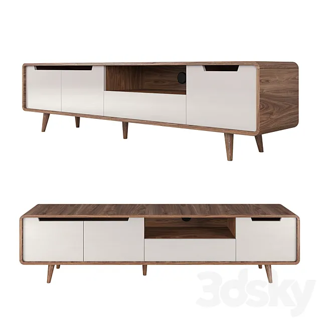 TV Stand Hampton Gray 3D Model
