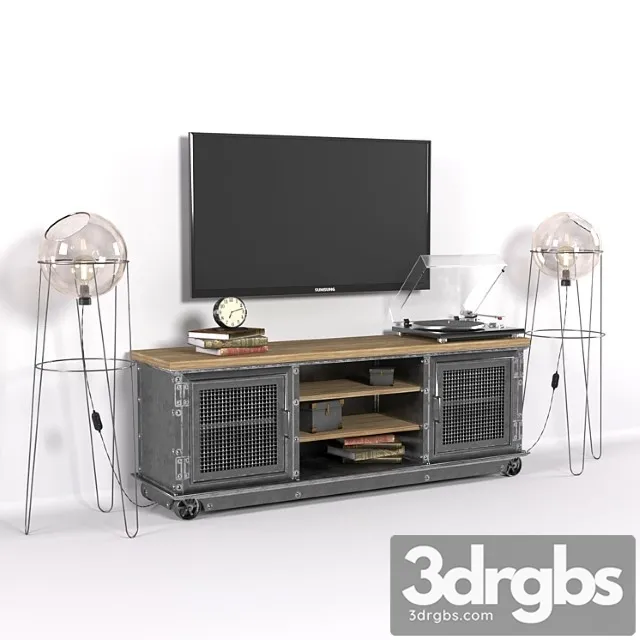 Tv stand in loft style 2 3D Model Free