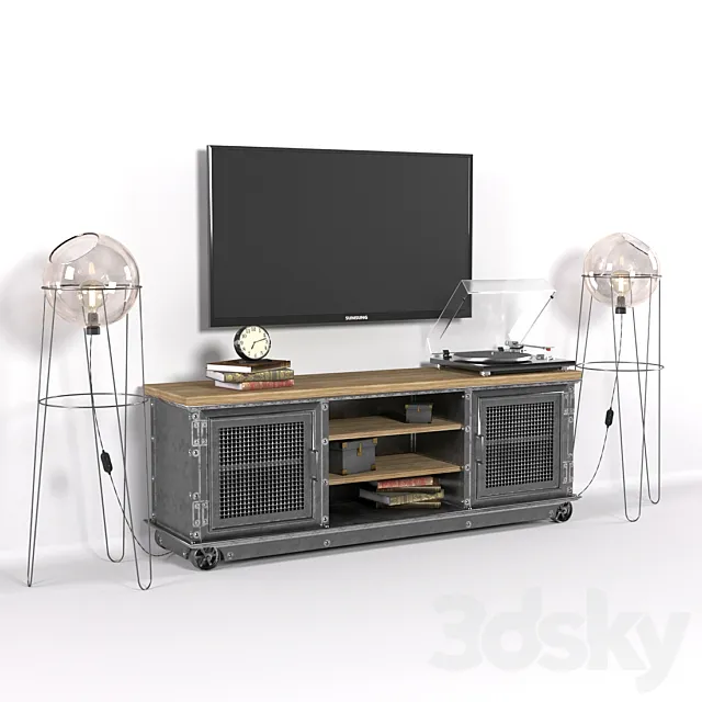 TV stand in loft style 3D Model