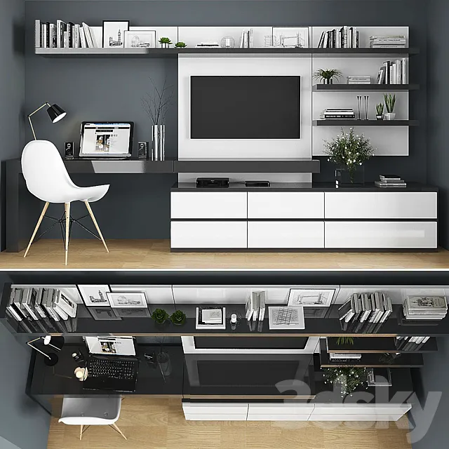 TV stand set 01 3D Model