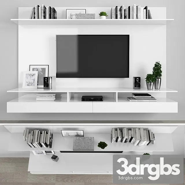 Tv stand set 024 2 3D Model Free