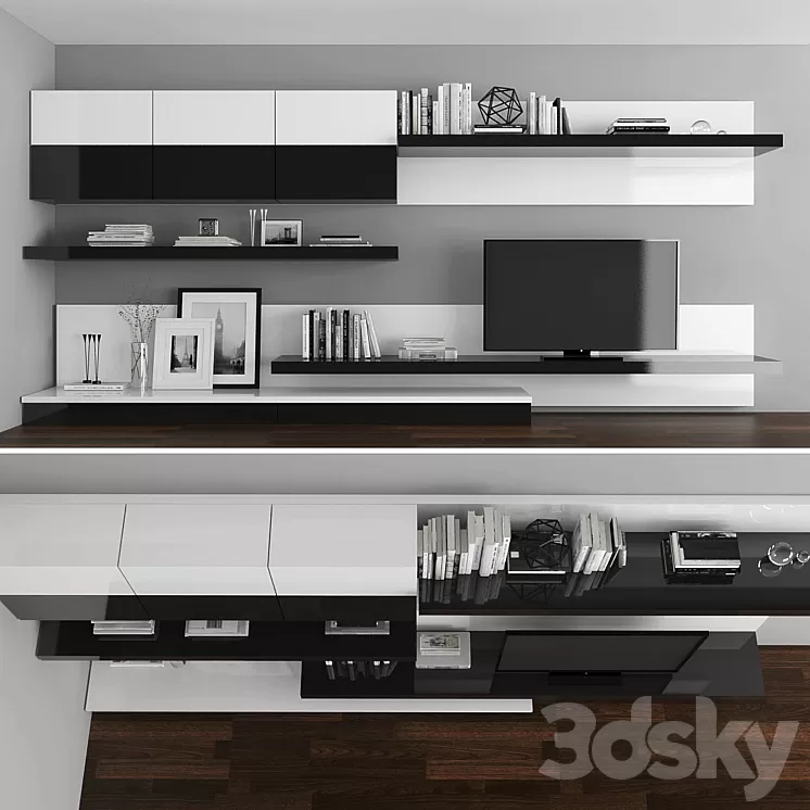 TV stand set 028 3D Model