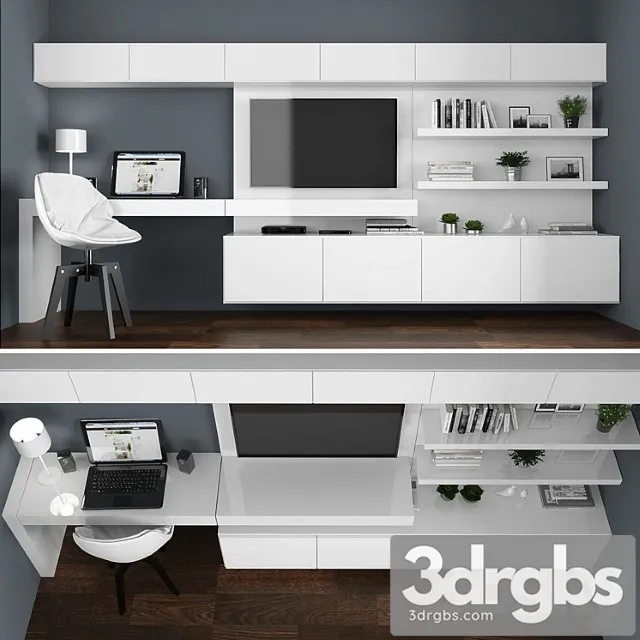 Tv stand set 030 3D Model Free