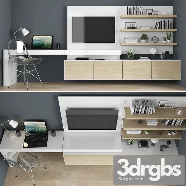 Tv stand set 05 3D Model Free