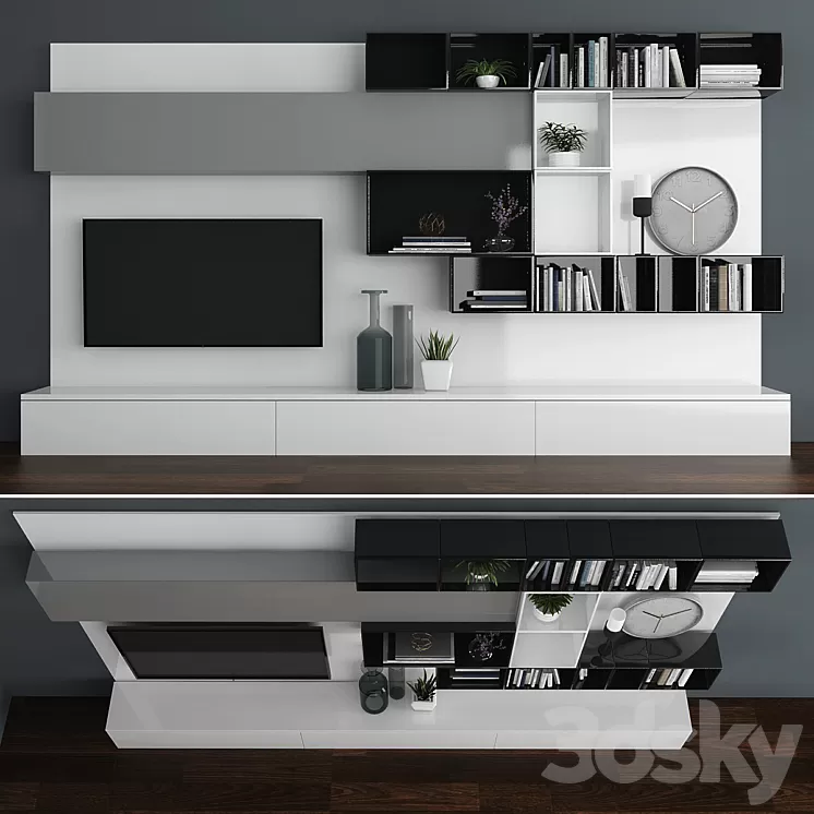 TV stand set 059 3D Model