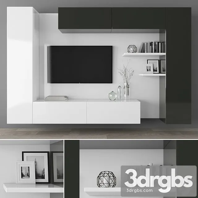 Tv stand set 111 3D Model Free