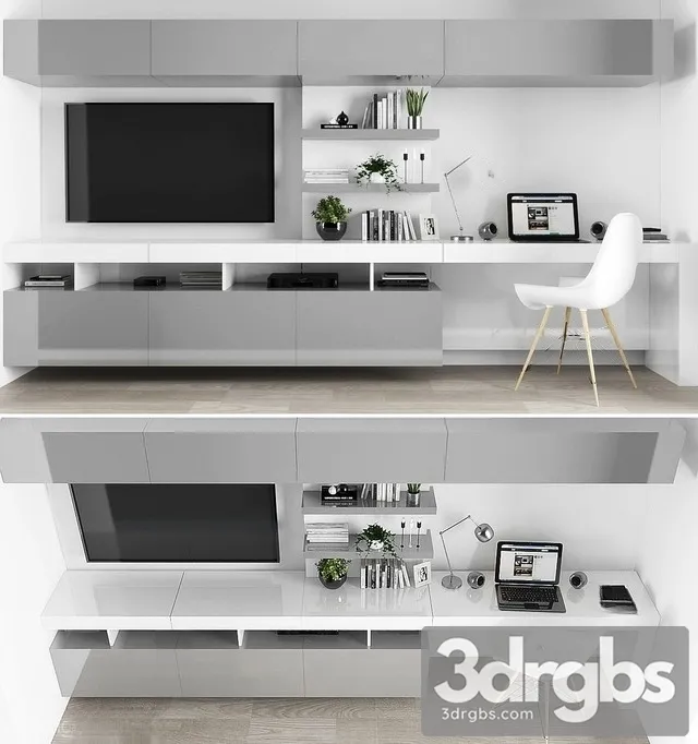 TV Stand Set 2 3D Model Free