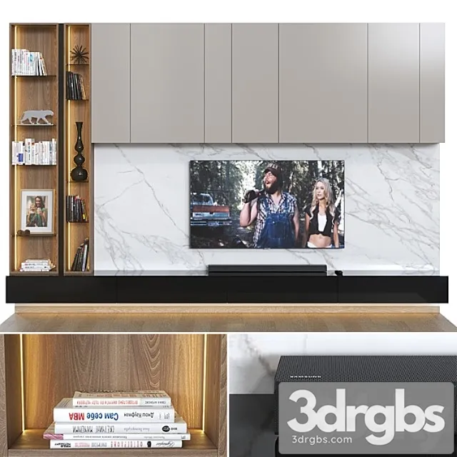 TV Wall 009 3D Model Free