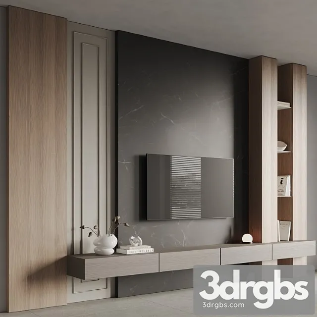 TV Wall 01 127 3D Model Free