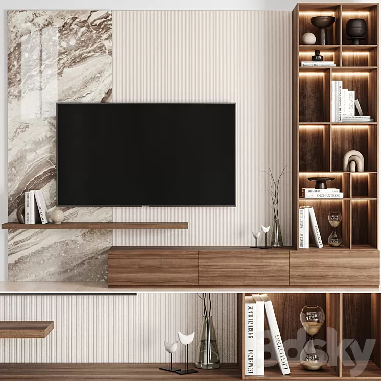 TV Wall 02 3D Model Free