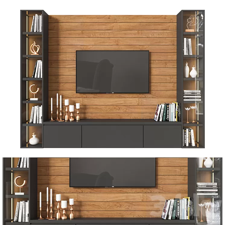 TV Wall 02 3D Model Free