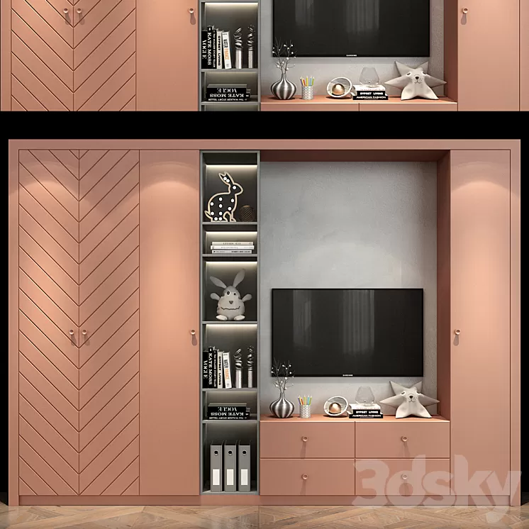 TV Wall 0334 3D Model