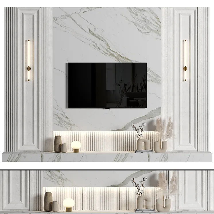 TV Wall 038 3D Model Free