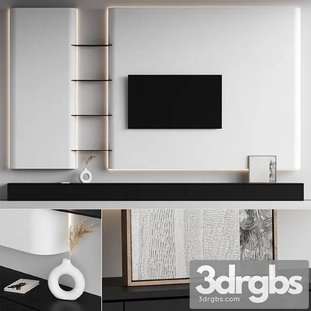 TV Wall 04 3D Model Free